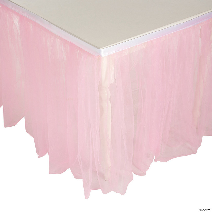 14 ft. x 29" Light Pink Tulle Table Skirt Image