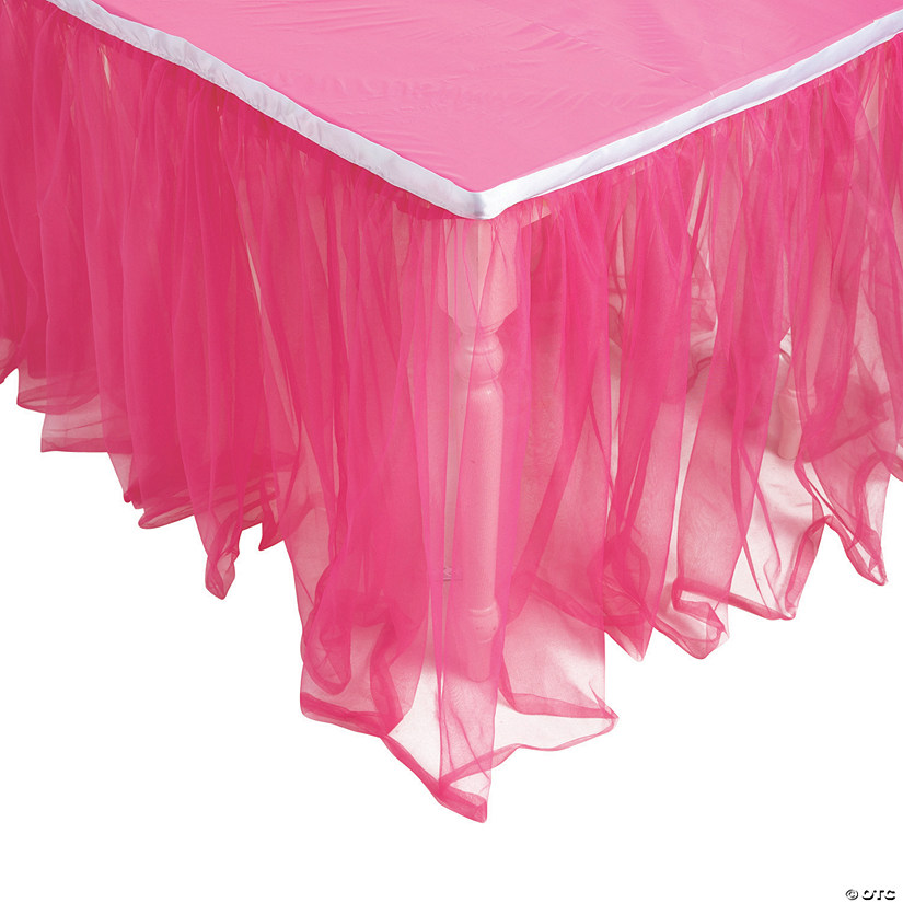 14 ft. x 29" Pink Tulle Table Skirt Image