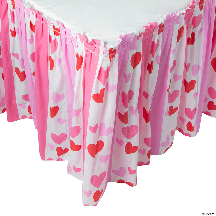 14 ft. x 29" Pleated Valentine Plastic Table Skirt Image