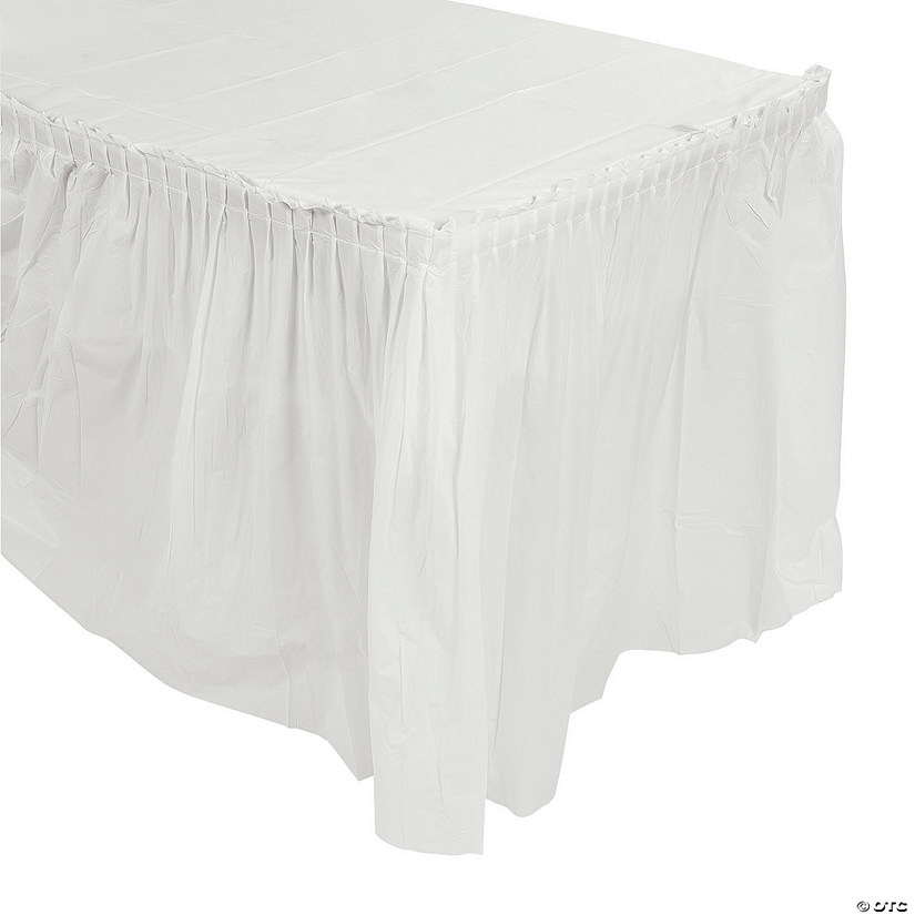 14 ft. x 29" Pleated White Plastic Table Skirt Image