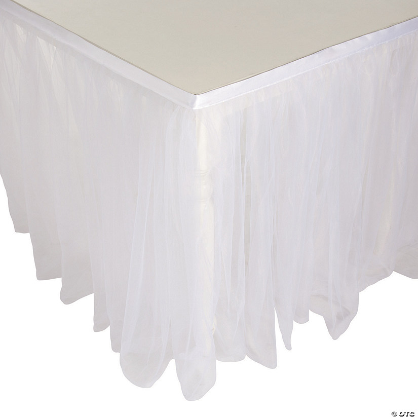 14 ft. x 29" White Tulle Table Skirt Image