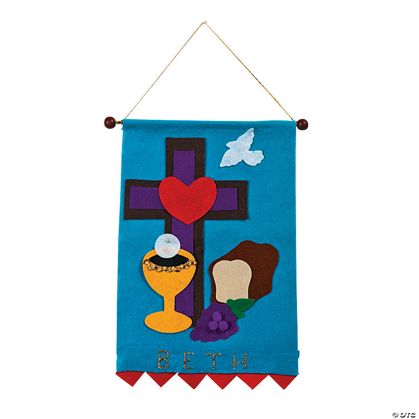 14" Holy Communion Felt Banner Craft Kit with Wood Dowel - Makes 12 Image