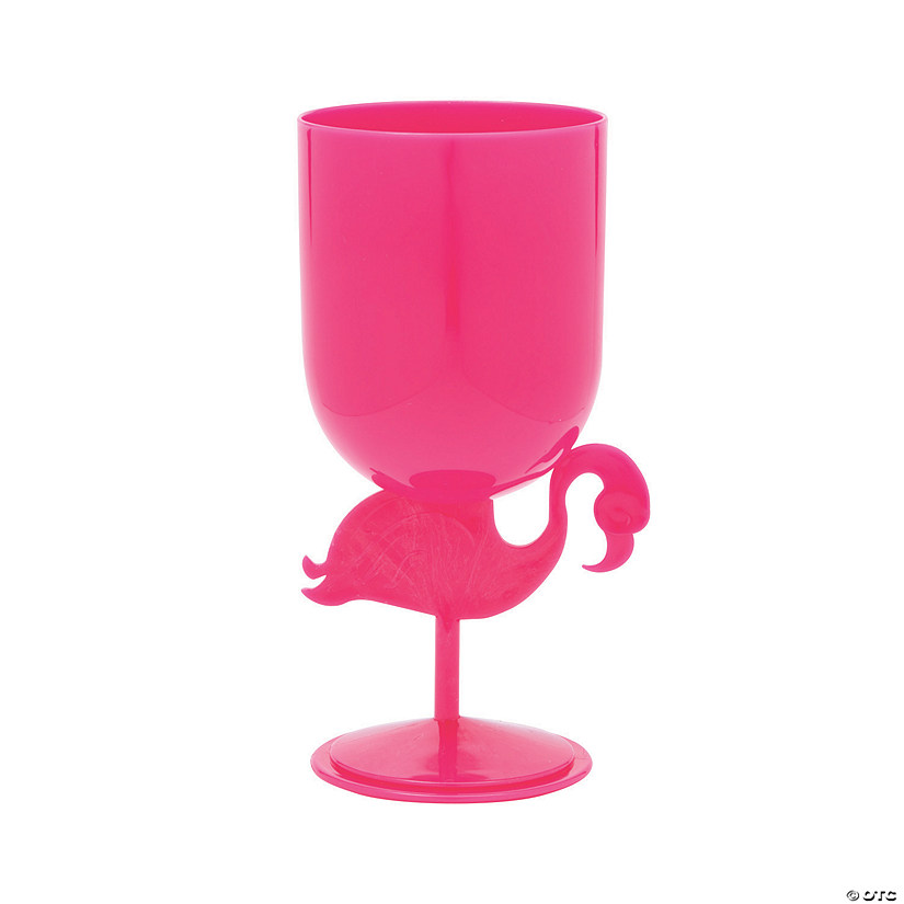 14 oz. Flamingo Reusable BPA-Free Plastic Goblets - 12 Ct. Image