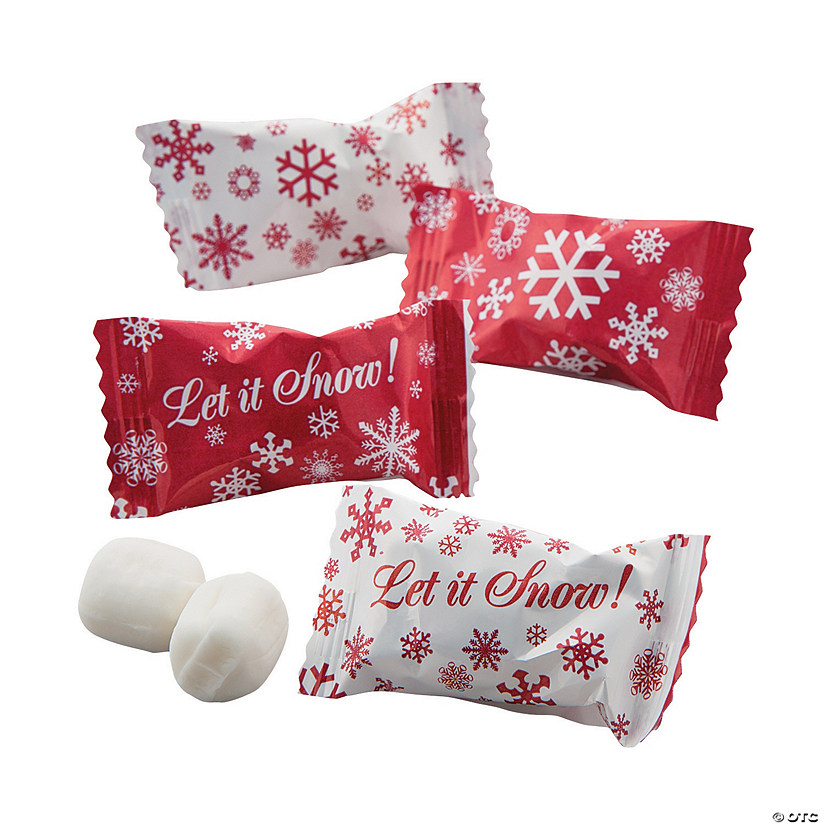 14 oz. Let it Snow Red & White Snowflake Wrapped Buttermints - 108 Pc. Image