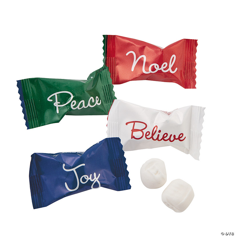 14 oz. Peace, Noel, Believe & Joy Wrapped Buttermints - 108 Pc. Image