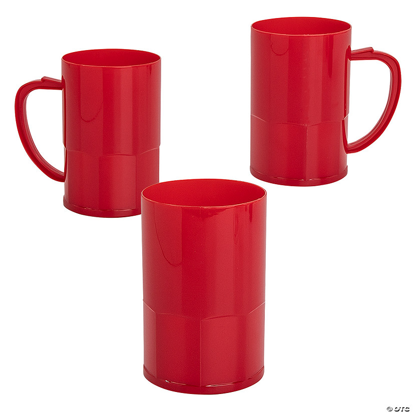 14 oz. Red Reusable Plastic Mugs - 12 Ct. Image