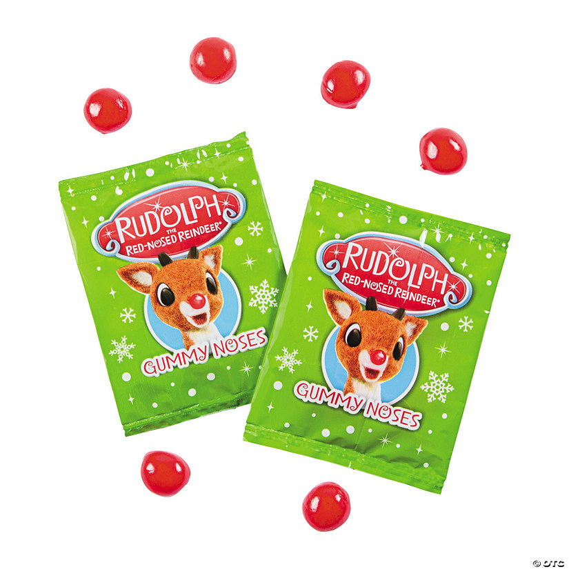 14 oz. Rudolph the Red-Nosed Reindeer<sup>&#174;</sup> Cherry Gummy Nose Candy Fun Packs - 24 Pc. Image