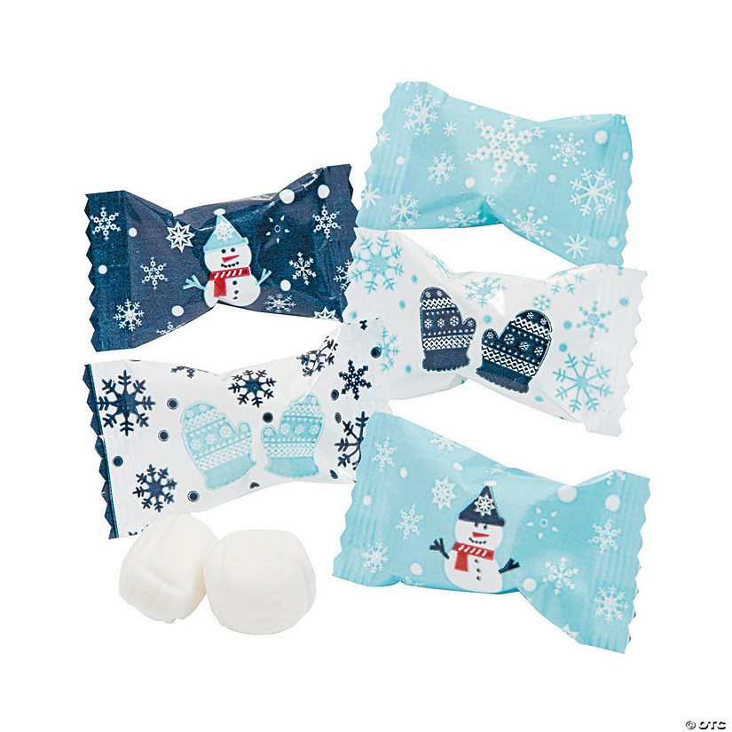 14 oz. Winter Snowman, Snowflake & Gloves Wrapped Buttermints - 108 Pc. Image