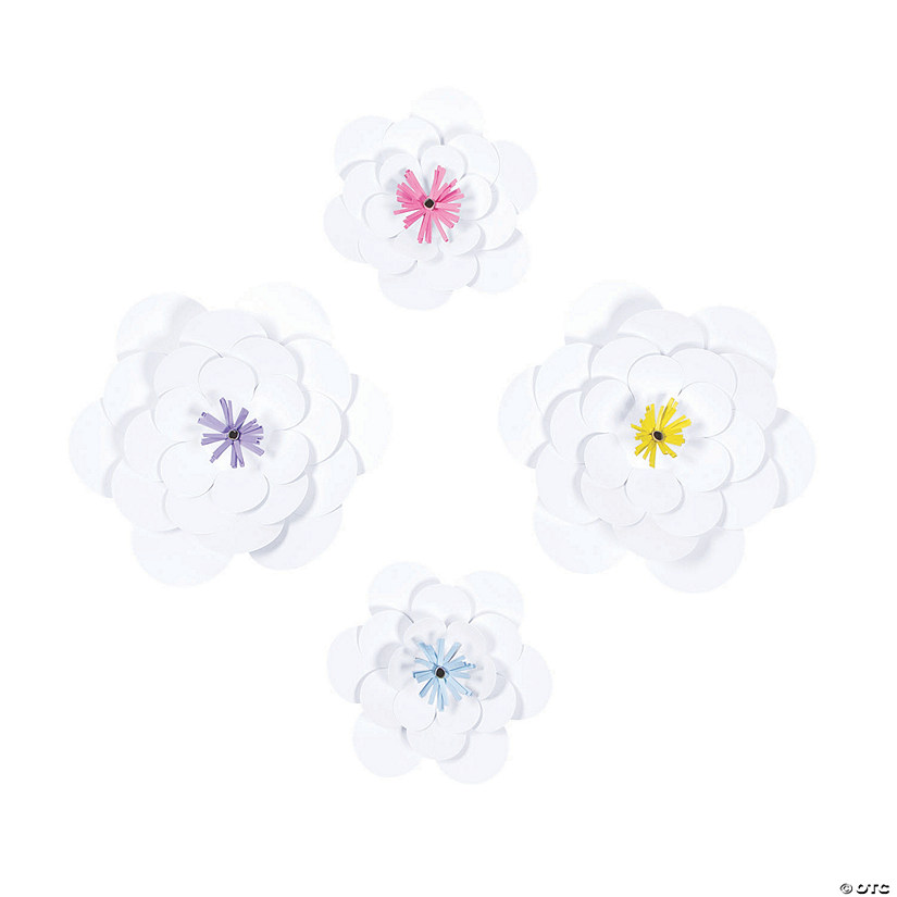 14" White Paper Flowers Party D&#233;cor - 12 Pc. Image