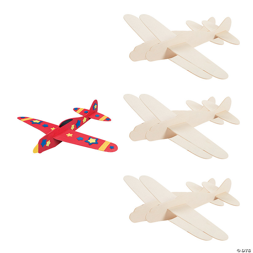 14" x 12 1/2" DIY Craft Unfinished Wood Airplanes - 6 Pc. Image