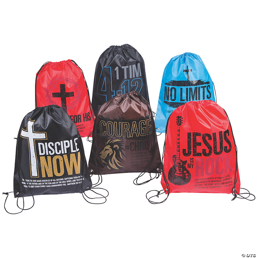 14" x 18" Large Tween Religious Bible Verse Nylon Drawstring Bags Image