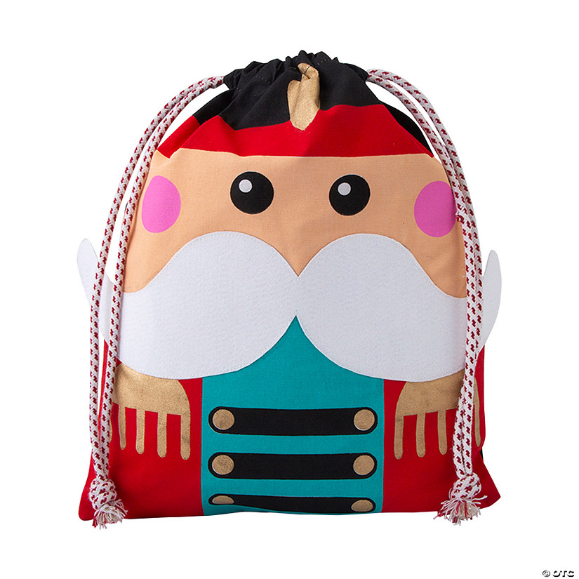 14&quot; x 18&quot; Medium Nutcracker Canvas Drawstring Bag with Felt Moustache Image