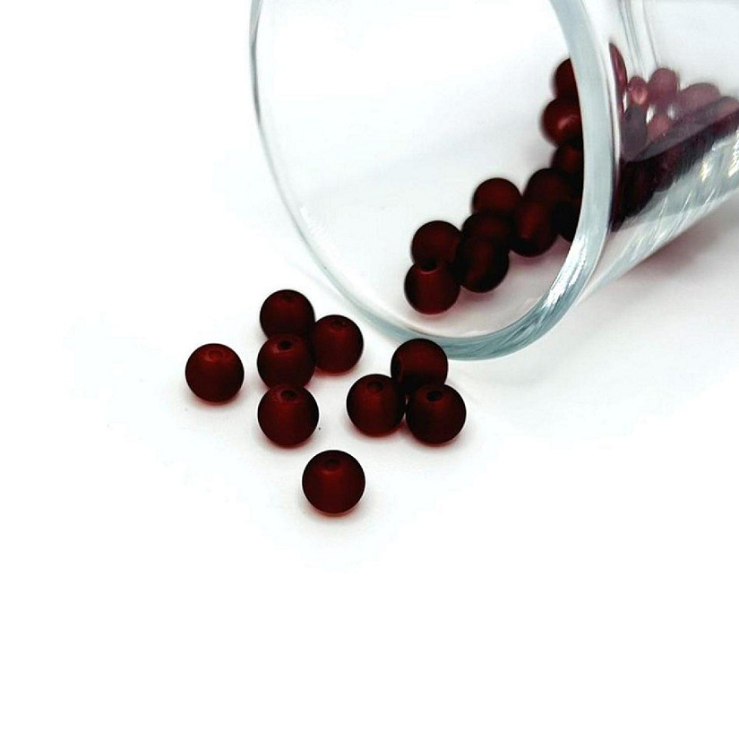 140 Pcs 6mm Dark Red Frosted Beads Image