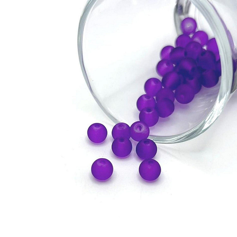 140 Pcs 6mm Purple Frosted Beads Image