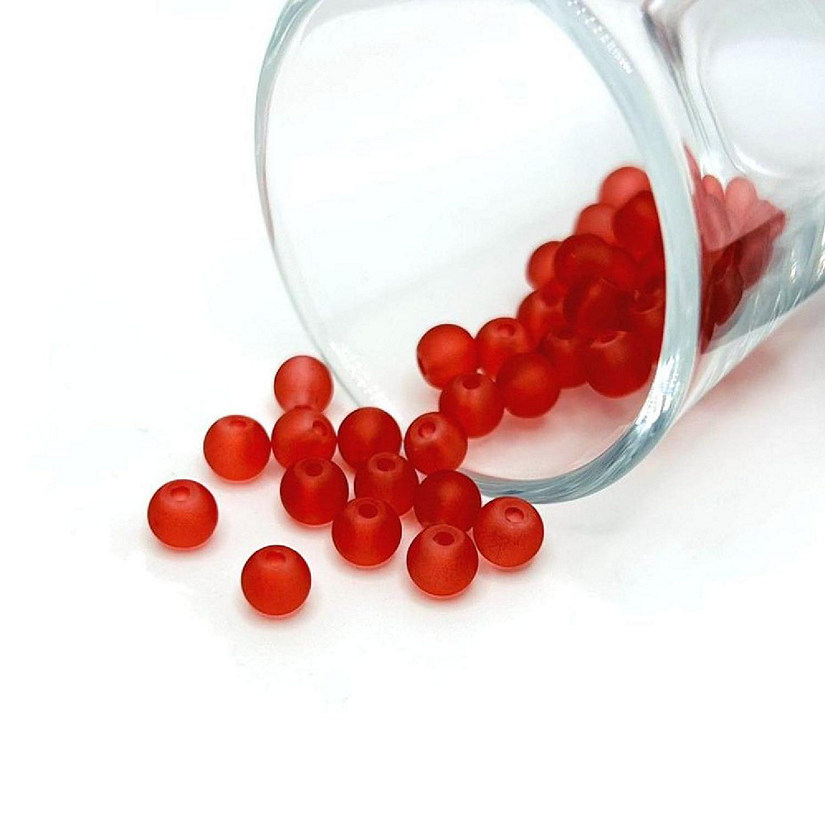 140 Pcs 6mm Red Frosted Beads Image