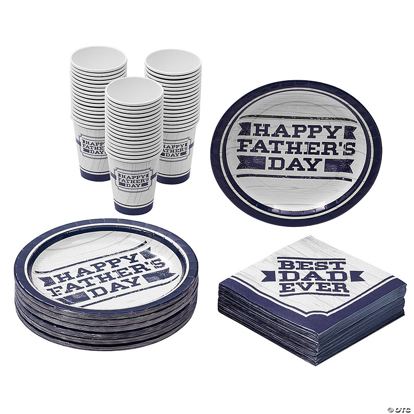 144 Pc. Father&#8217;s Day Best Dad Party Tableware Kit for 48 Guests Image