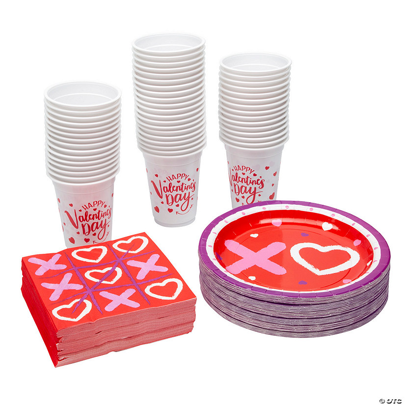 146 Pc. XOXO Hearts Tableware Kit for 48 Guests Image