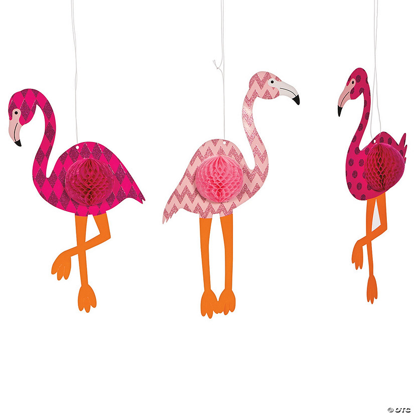 15 1/2" Flamingo Ceiling Decorations - 3 Pc. Image