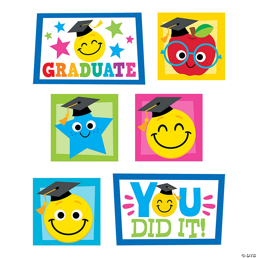 15" - 16" Elementary Graduation Party Cardstock Wall Cutouts - 6 Pc. Image