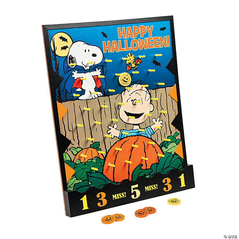 15 3/4&quot; x 20 1/4&quot; Peanuts&amp;#174; Halloween Snoopy &amp; Linus Wood Disc Drop Game Image