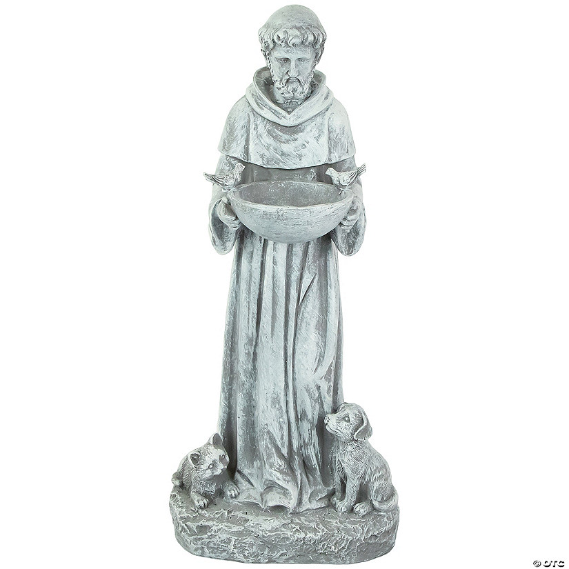 15.5" St. Francis Outdoor Bird Feeder Garden Statue Image