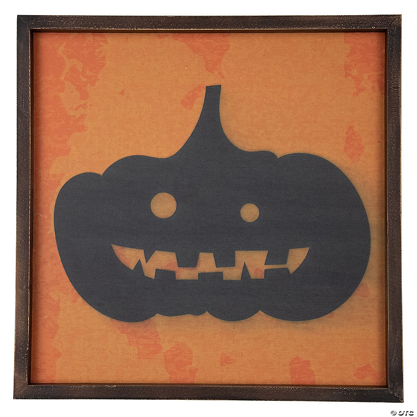 15.75" Black Jack O Lantern Silhouette Halloween Wall Hanging Image