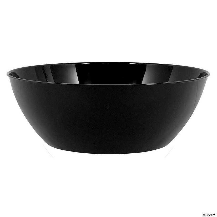 15" Bulk 6 Pc. Large Black Plastic Serving Bowls Image