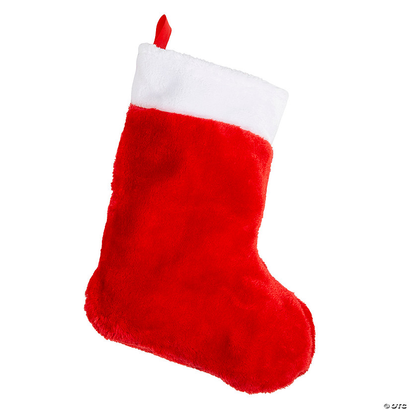 15" Colorful Plush Polyester Classic Christmas Stocking Image