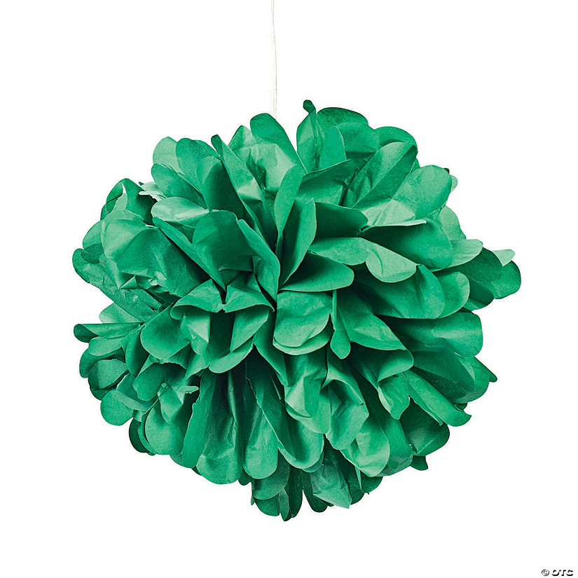 15" Green Hanging Tissue Paper Pom-Pom Decorations - 6 Pc. Image