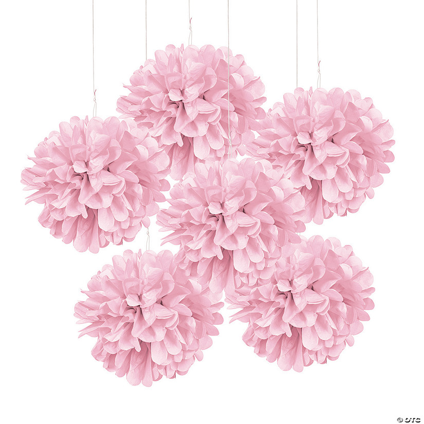 15" Light Pink Tissue Pom-Pom Decorations - 6 Pc. Image