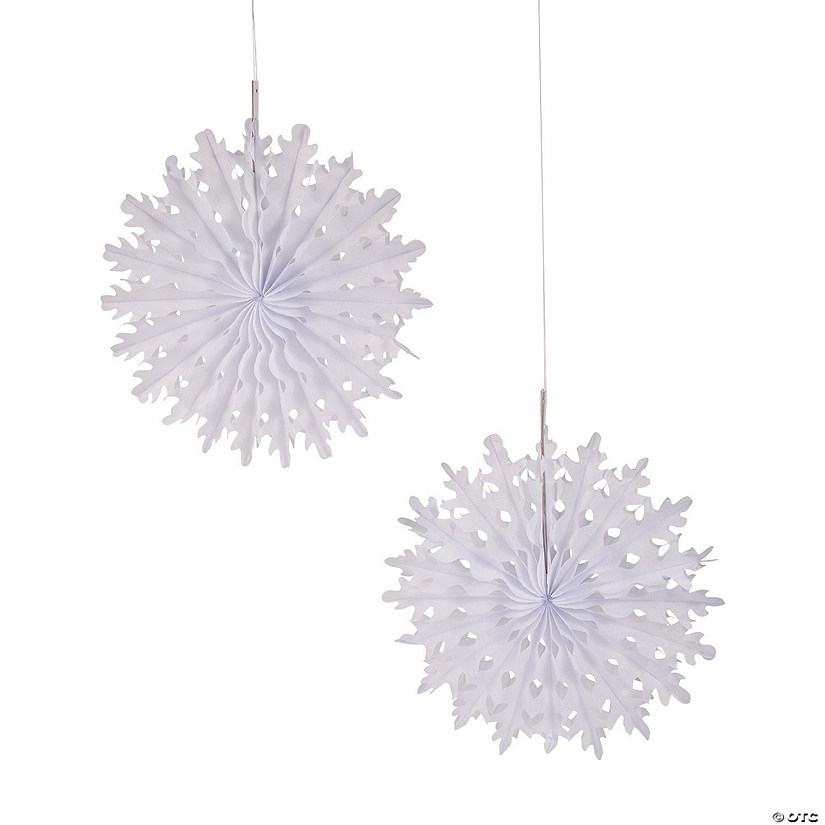15" Snowflakes Tissue Paper Hanging Decorations 12 Pc.