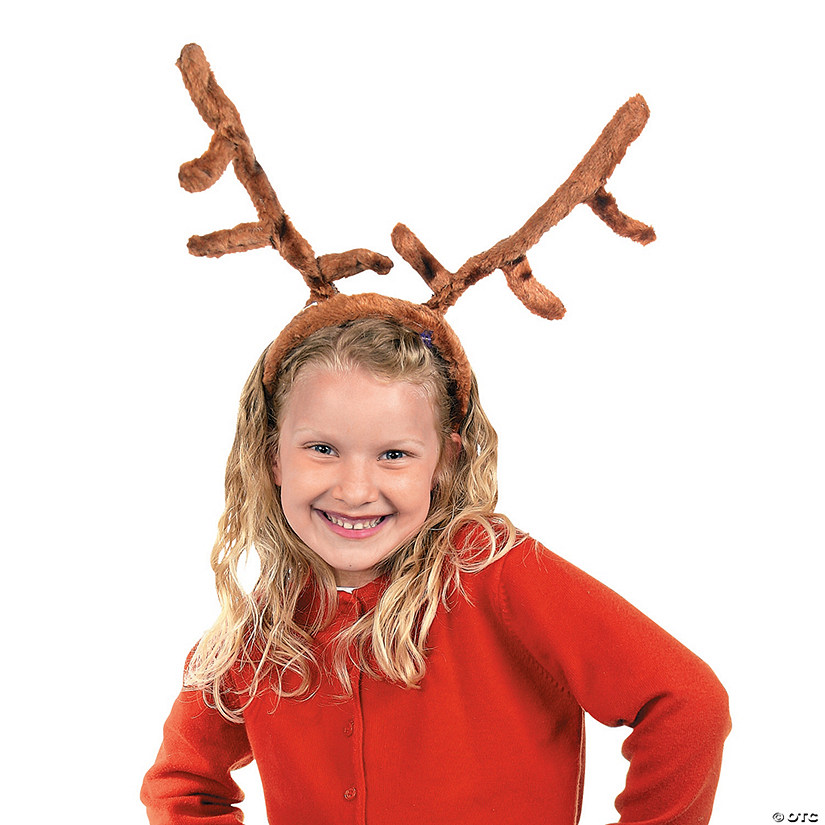 15" Stuffed Fuzzy Reindeer Antler Plastic Headbands - 12 Pc. Image