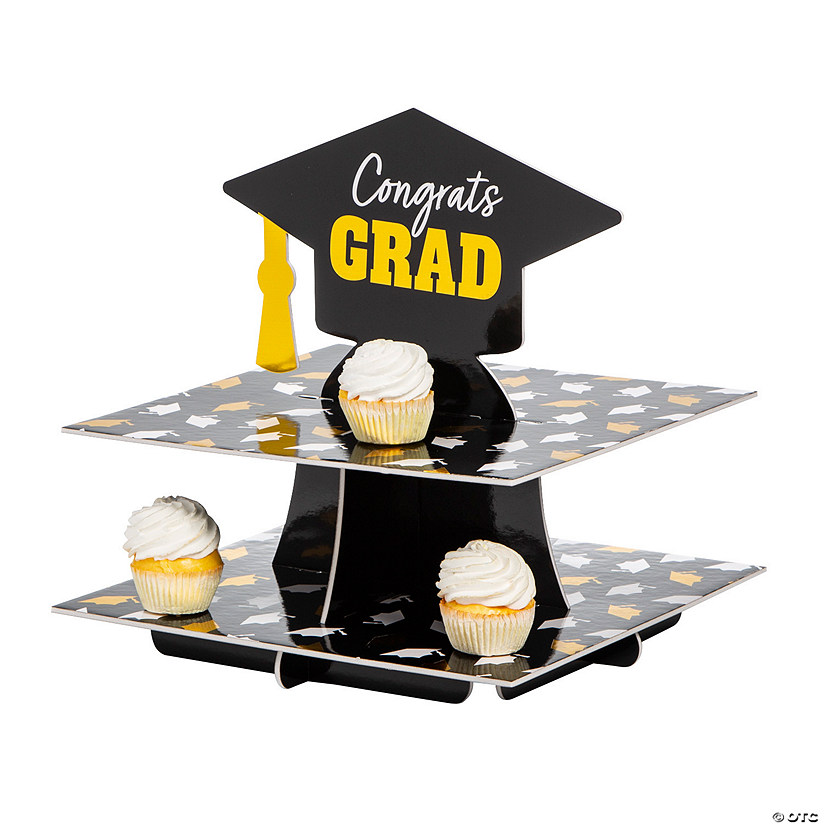 15" x 15 1/2" Graduation Congrats Grad Black Foam Treat Stand Image