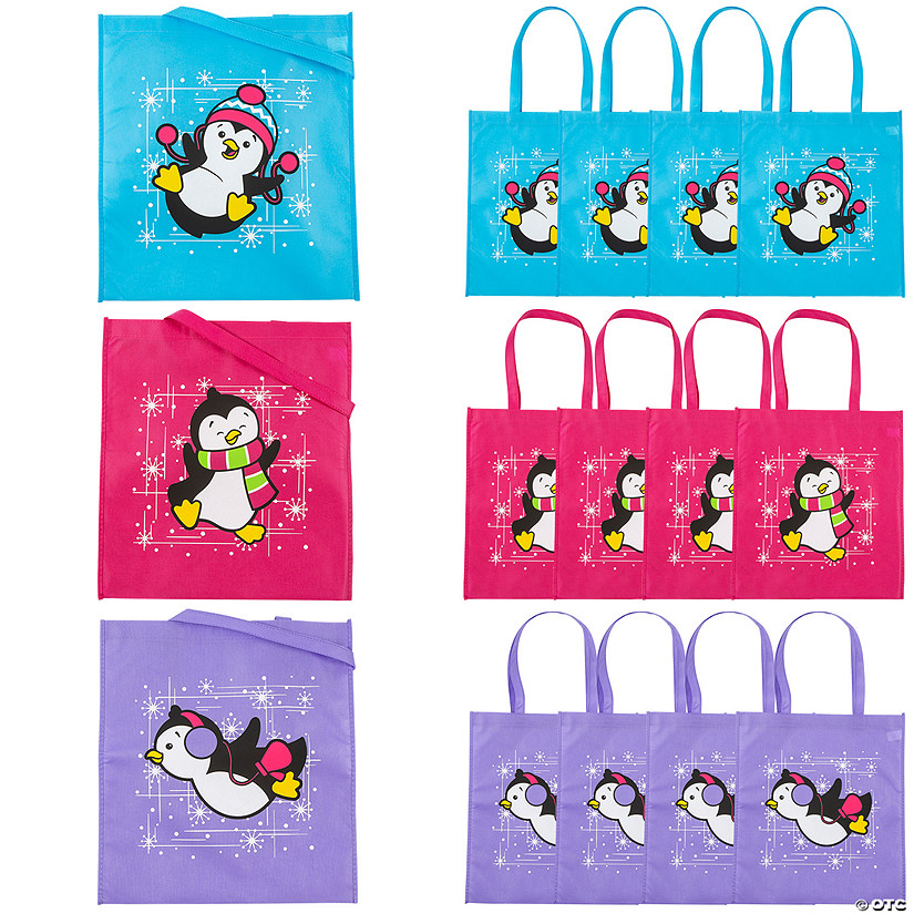 15" x 16 1/2" Large Penguin Nonwoven Tote Bags - 12 Pc. Image
