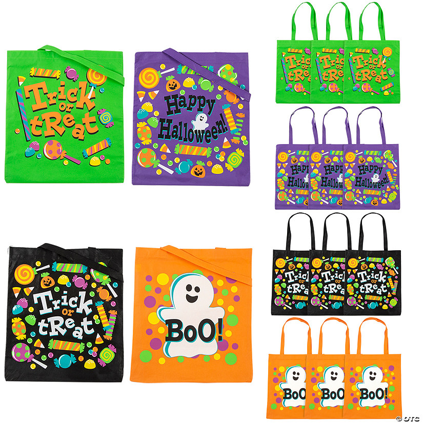 15" x 16 1/2" Large Trick-or-Treat Nonwoven Tote Bags - 12 Pc. Image