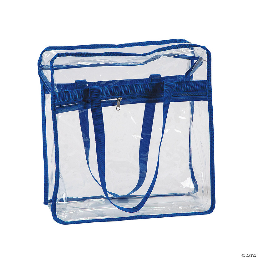 15" x 16" Large Blue & Clear Team Spirit Stadium Plastic Tote Bag Image