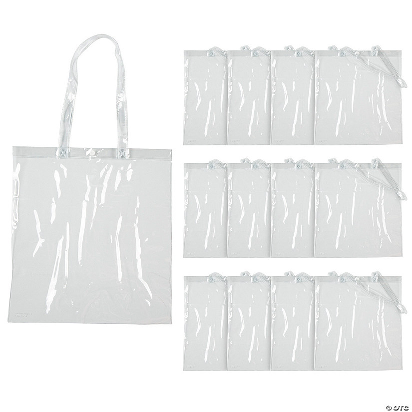 15" x 16" Large Clear Transparent Tote Bags &#8211; 12 Pc. Image