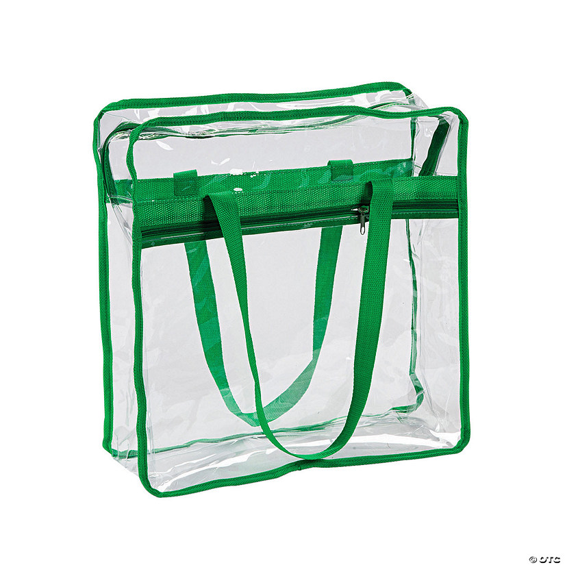 15" x 16" Large Green & Clear Team Spirit Stadium Plastic Tote Bag Image