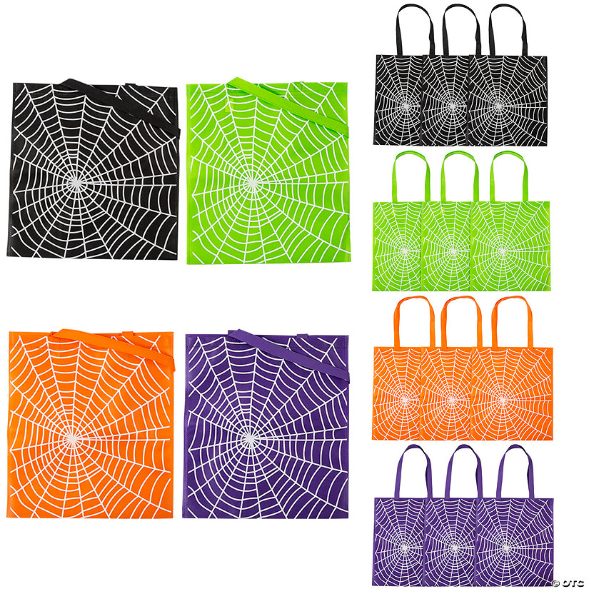 15" x 16" Large Spider Web Tote Bags - 12 Pc. Image