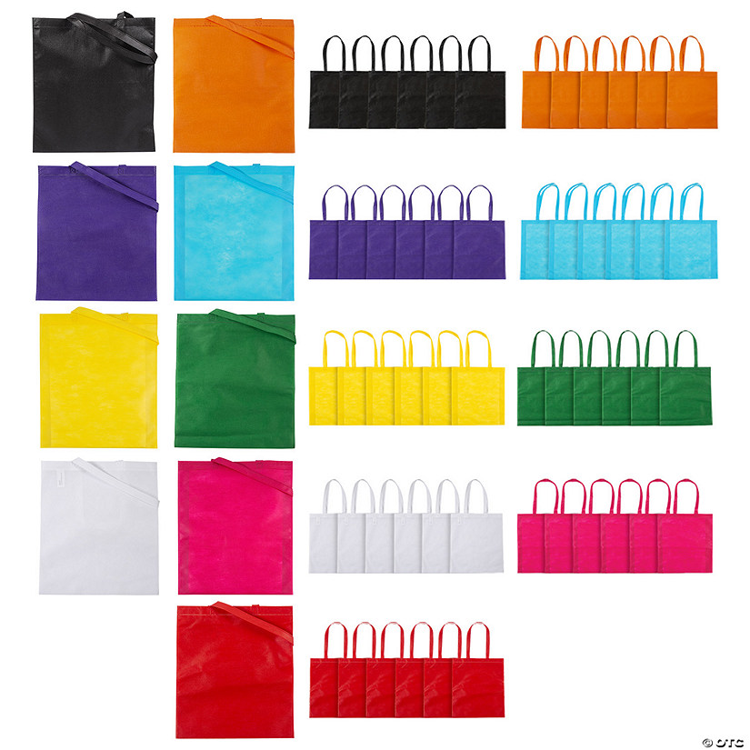 15" x 17" Bulk 108 Pc. Large Nonwoven Solid Color Tote Bag Assortment Image