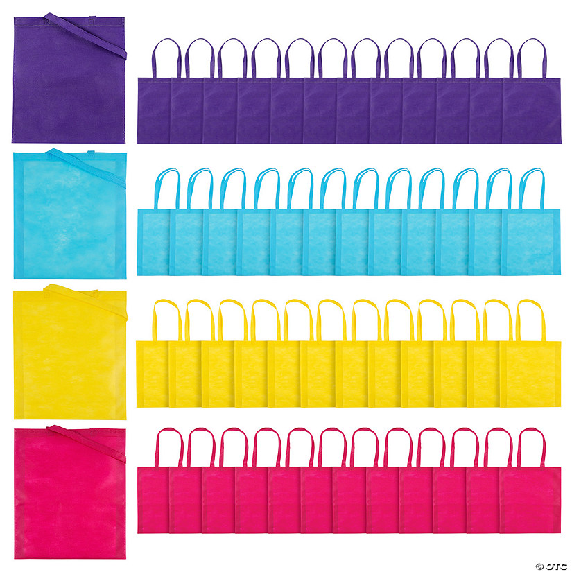 15" x 17" Bulk 48 Pc. Large Nonwoven Colorful Tote Bag Assortment Image