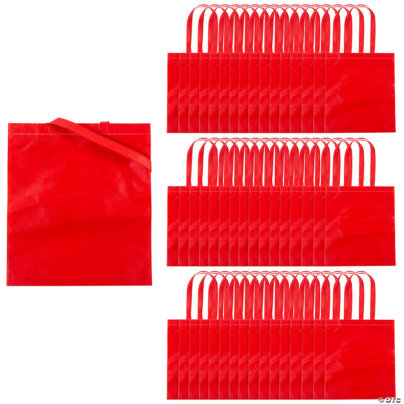 15" x 17" Bulk 48 Pc. Large Red Nonwoven Tote Bags Image