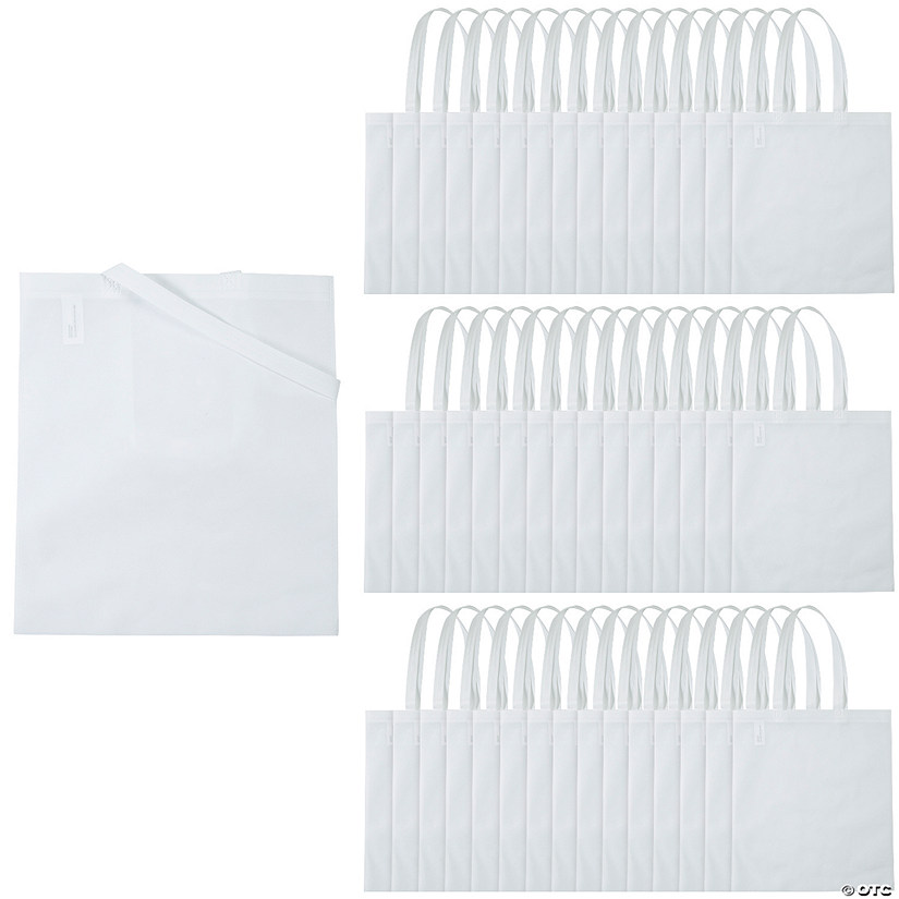 15" x 17" Bulk 48 Pc. Large White Tote Bags Image