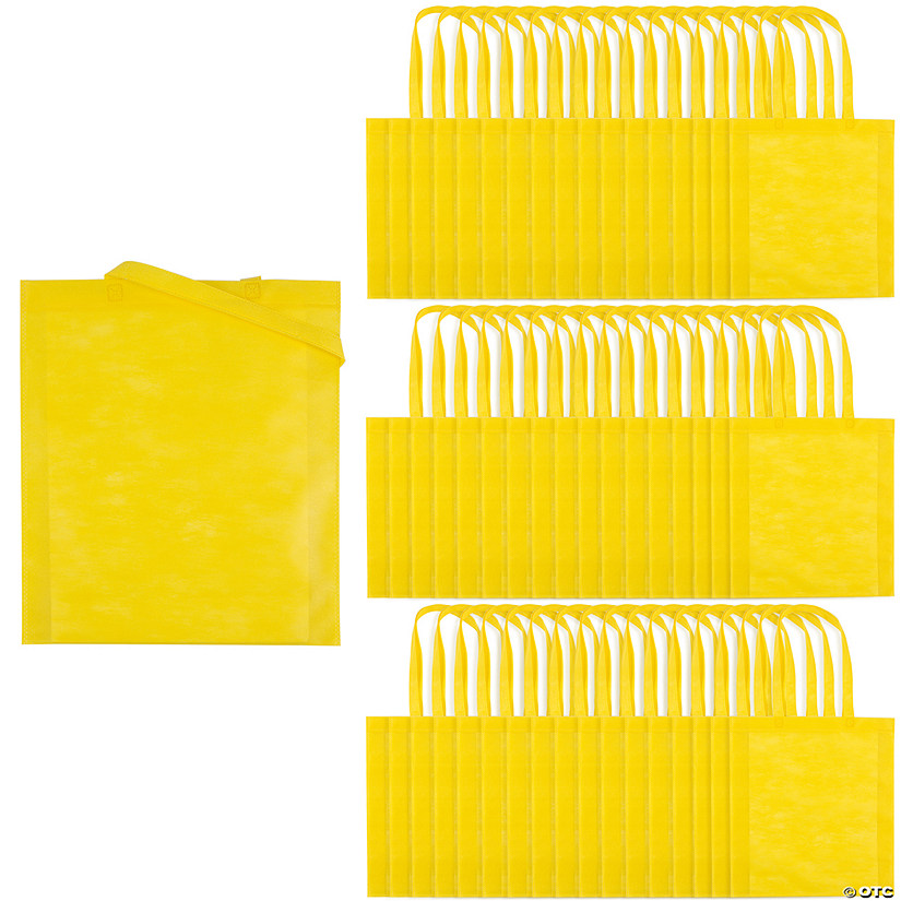 15" x 17" Bulk 48 Pc. Large Yellow Nonwoven Tote Bags Image