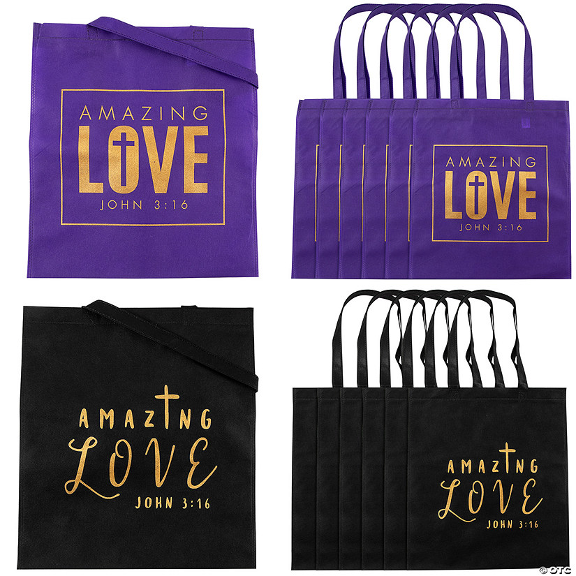 15" x 17" Large Amazing Love Nonwoven Tote Bags - 12 Pc. Image