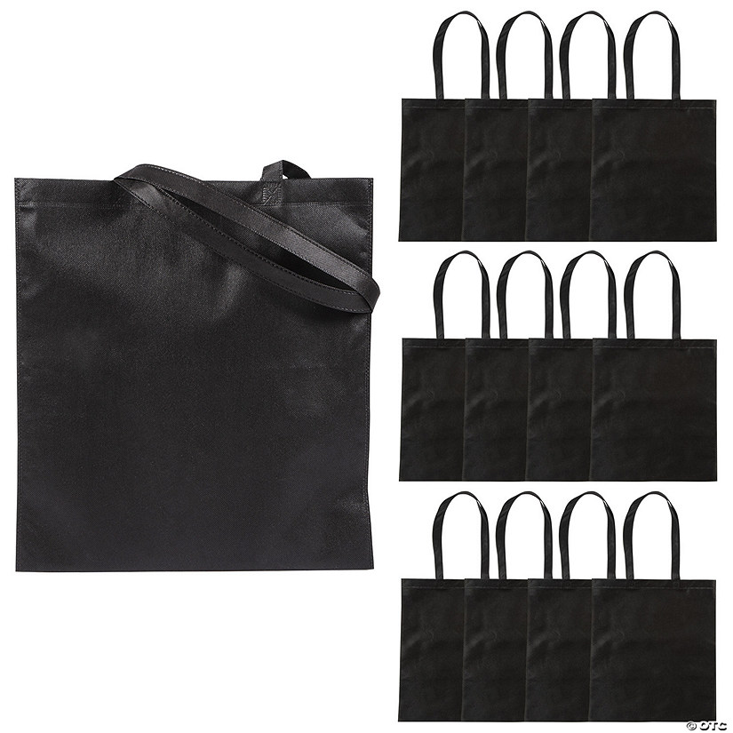 15" x 17" Large Black Tote Bags - 12 Pc. Image