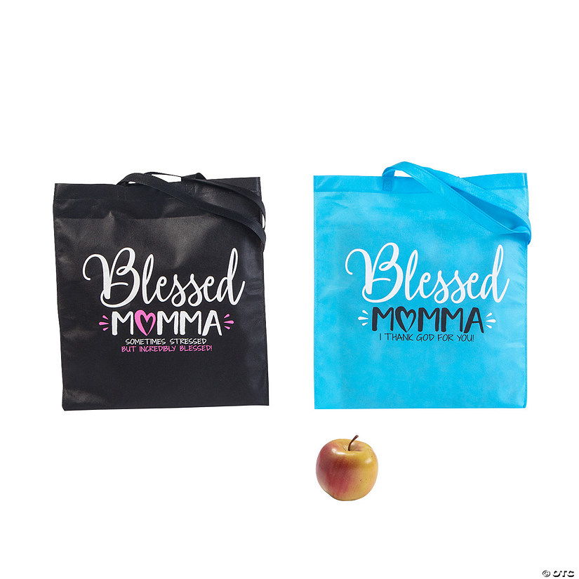 15" x 17" Large Blessed Momma Nonwoven Tote Bags - 12 Pc. Image
