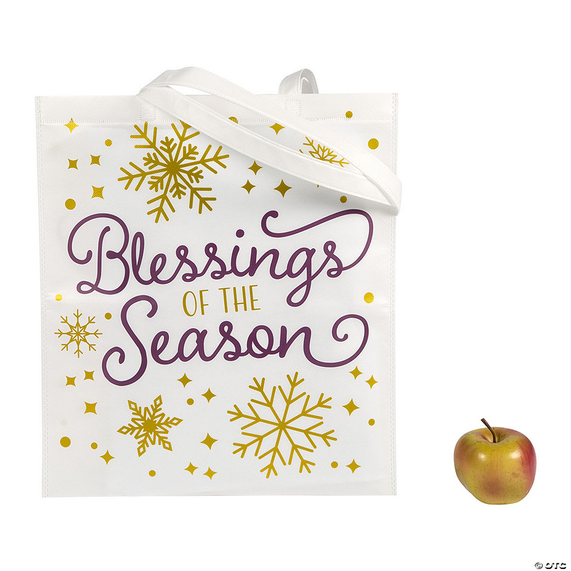 15" x 17" Large Blessings of the Season Laminated Nonwoven Tote Bags - 12 Pc. Image
