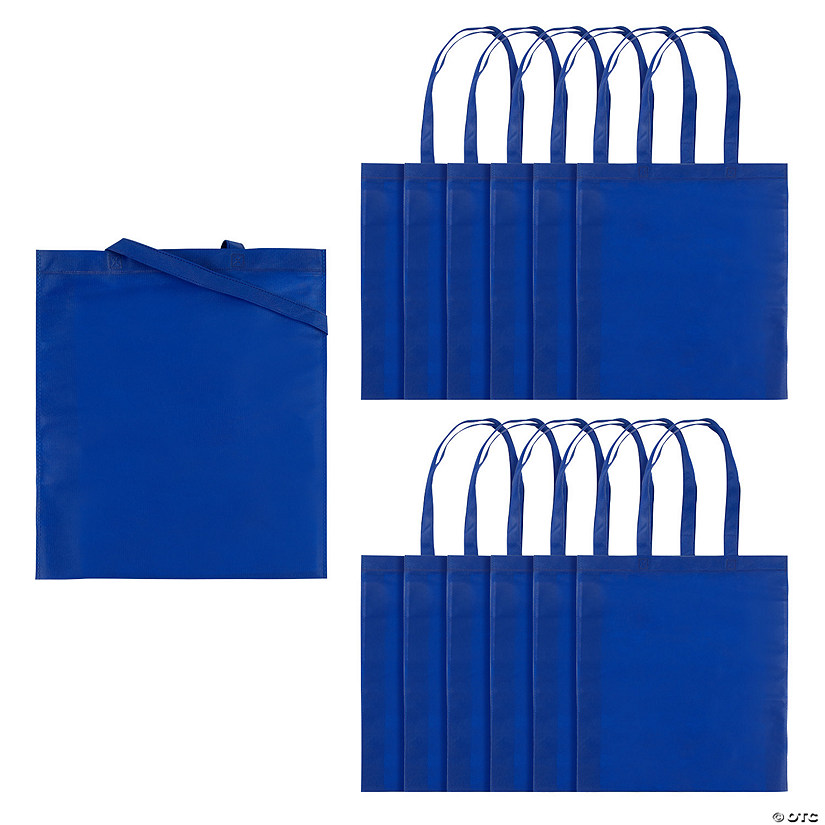 15" x 17" Large Blue Nonwoven Tote Bags - 12 Pc. Image