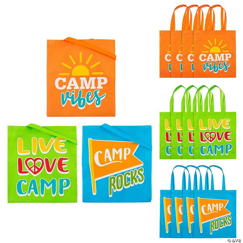 15" x 17" Large Camp Nonwoven Tote Bags - 12 Pc. Image